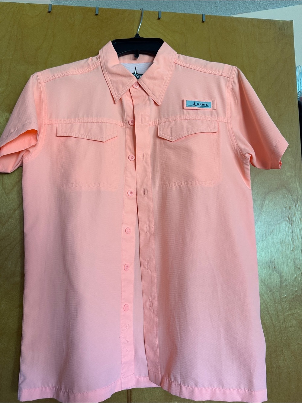 Kids Short-Sleeve Fishing Shirt in Coral Pink